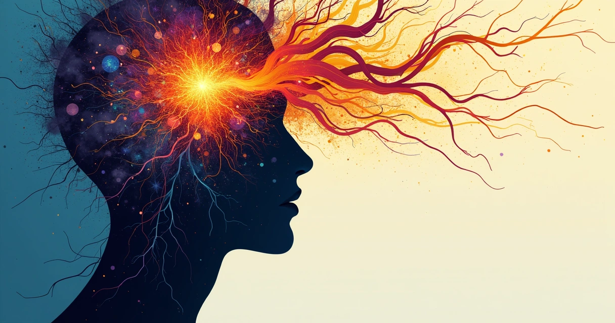 Ilustración abstracta de patrones mentales en la mente de una persona 