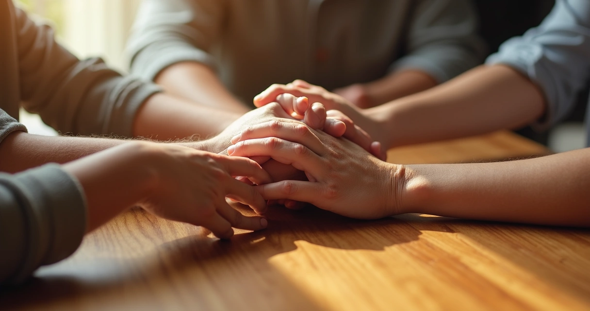 Secuencia de manos enlazadas mostrando unión y repetición 