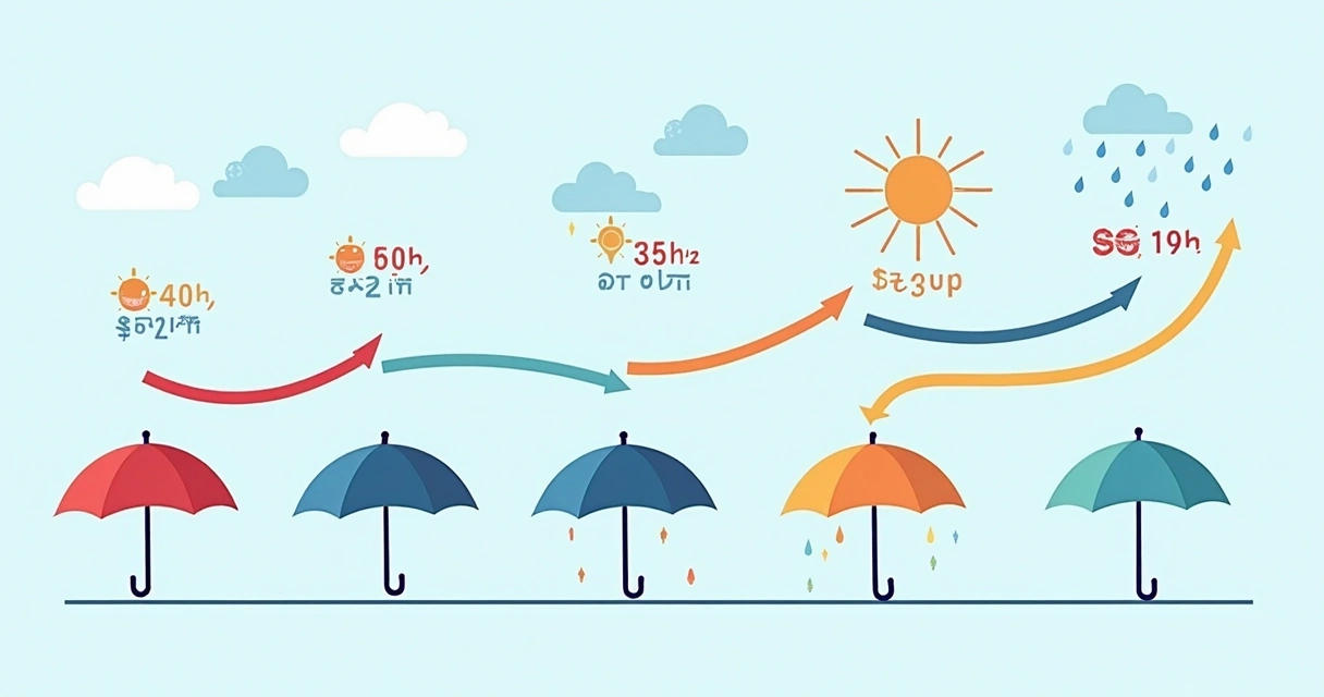 Diagram of weather pattern with observations and predicted path 