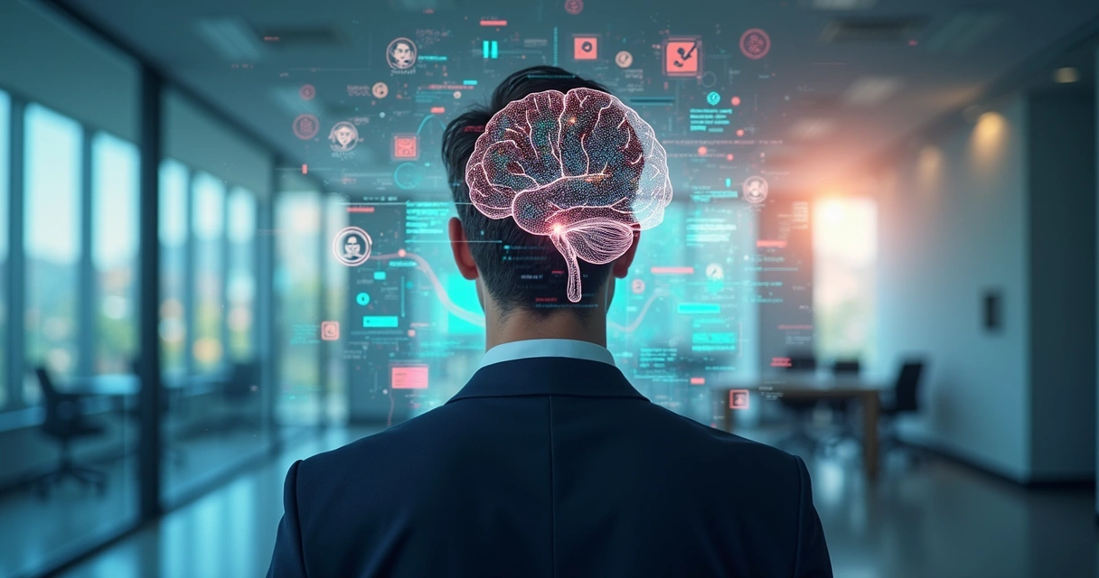 Person viewing complex patterns and images, deep in thought, light streaming in from the side 