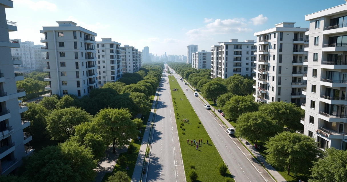 Vista da área urbana de Paulínia com prédios modernos e tráfego leve nas avenidas 