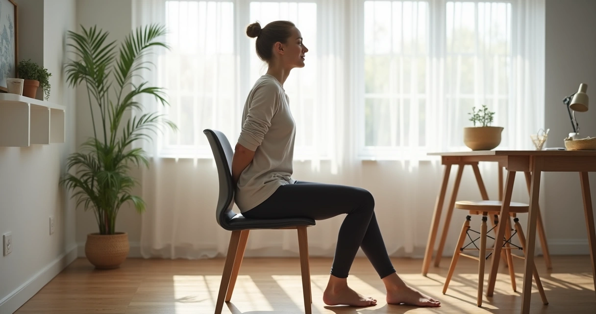 Persona haciendo pausa activa sentada en una silla 