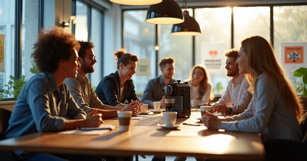 Momento de pausa com café em empresa