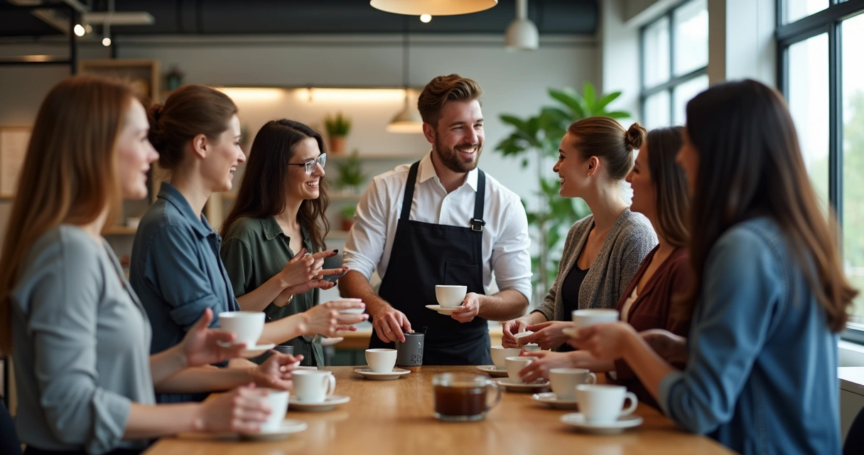 Colaboradores de empresa em pausa para café 