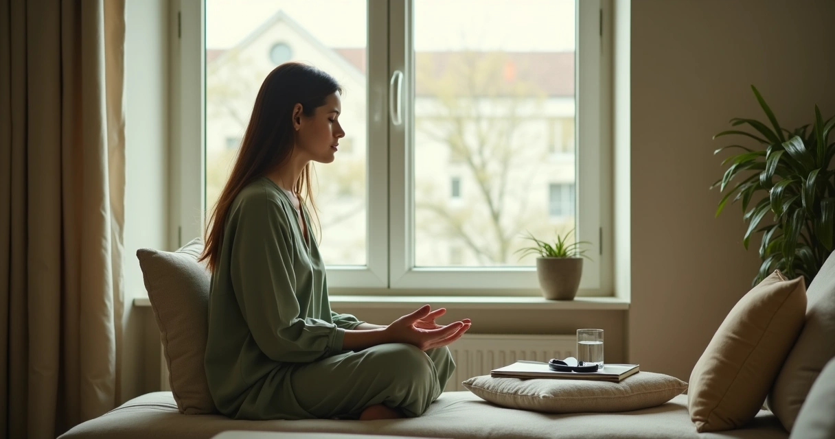 Pessoa em pausa consciente em ambiente calmo