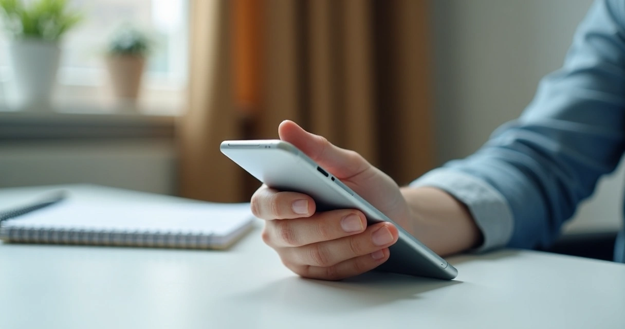 Pessoa fazendo pausa antes de usar o celular no escritório