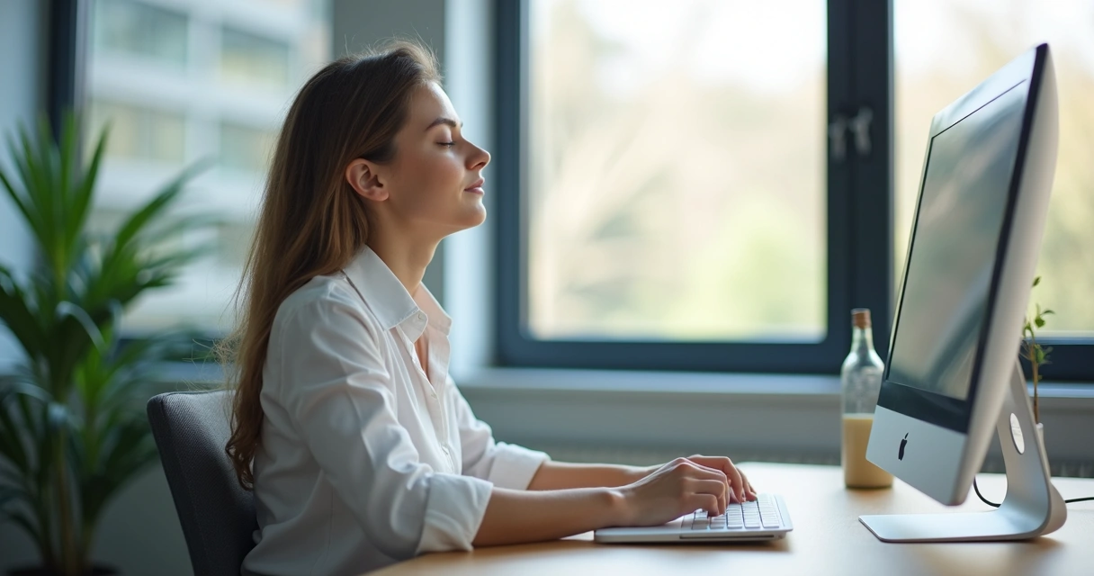 Profissional em pausa consciente no escritório