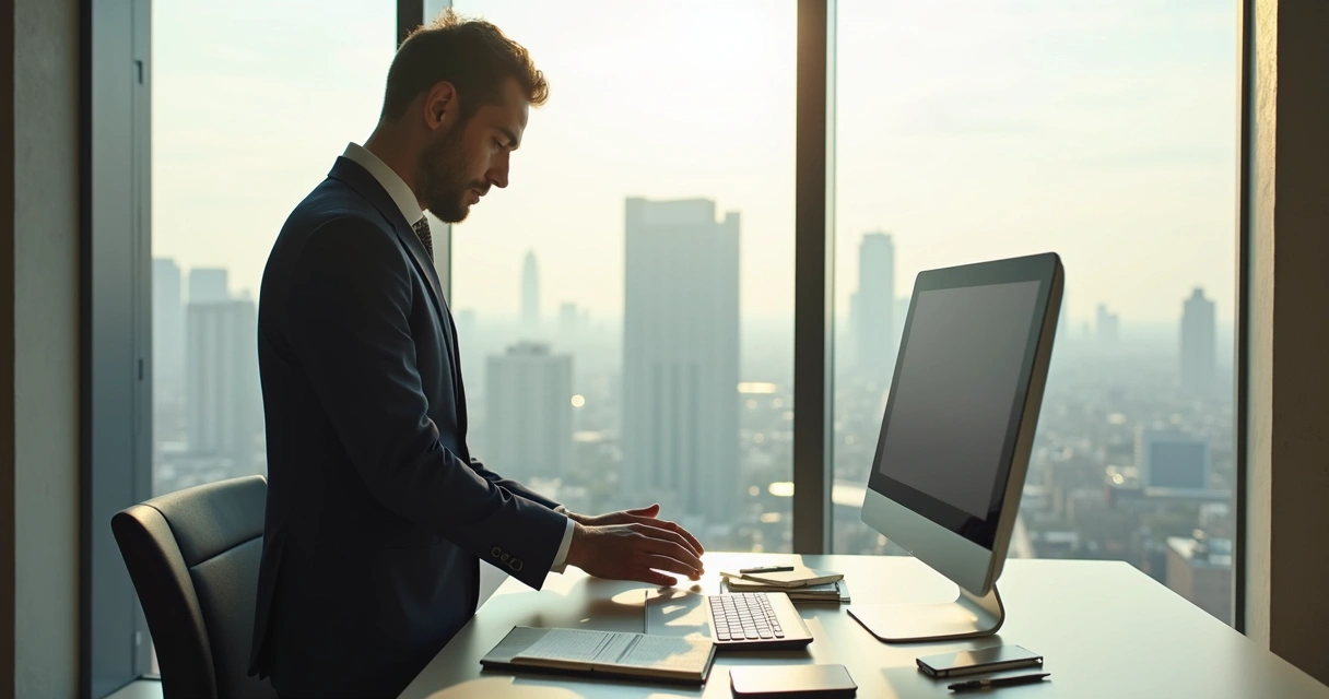 Líder em pausa consciente longe do computador
