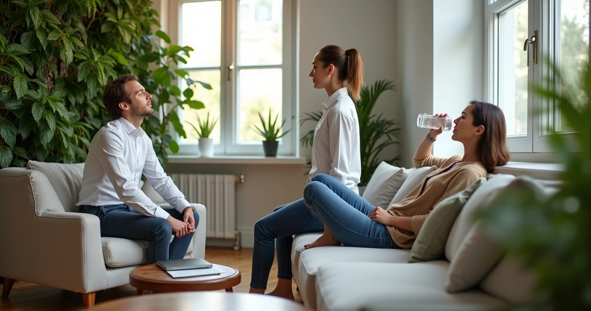 Profissionais fazendo pausa breve em espaço tranquilo do escritório