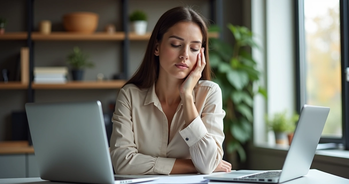 Profesional haciendo una pausa consciente en su escritorio