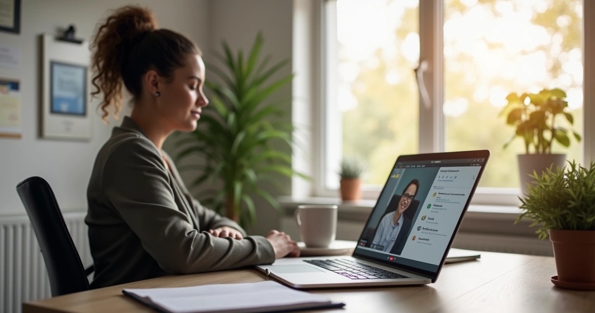 Profissional fazendo pausa entre reuniões virtuais no home office 