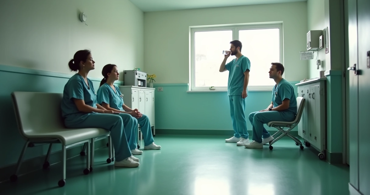 Equipe de saúde em pausa breve e consciente 
