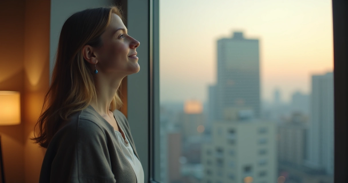 Profissional fazendo uma breve pausa para respirar e olhar pela janela 