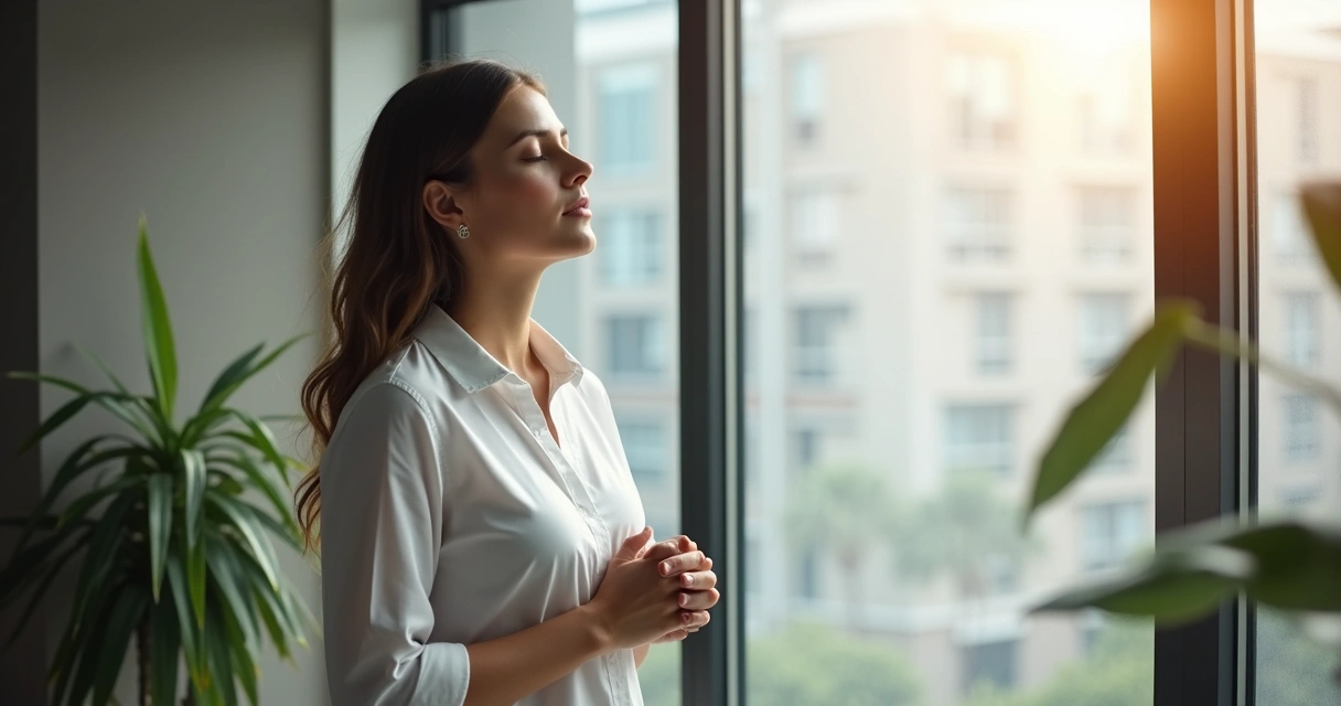 Empleado tomando pausa de bienestar en la oficina