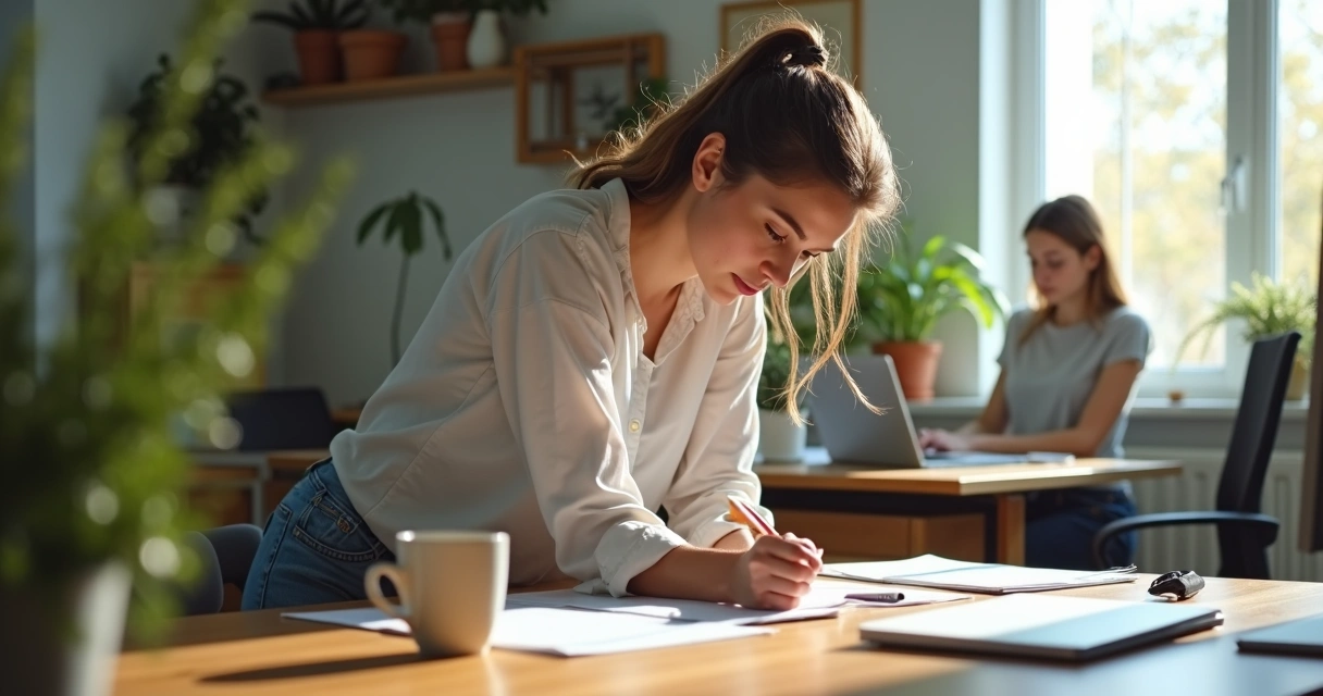 Pessoa fazendo pausa de relaxamento no escritório