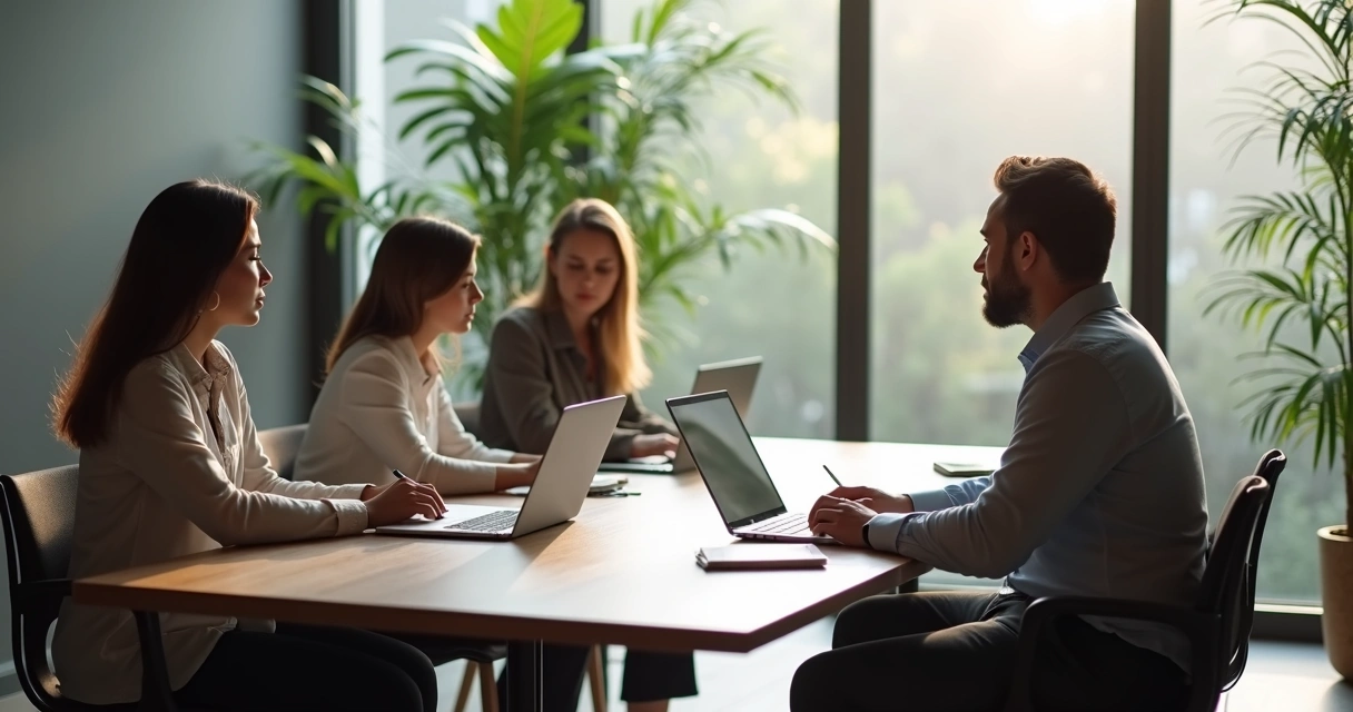 Profissionais em pausa silenciosa no ambiente de trabalho