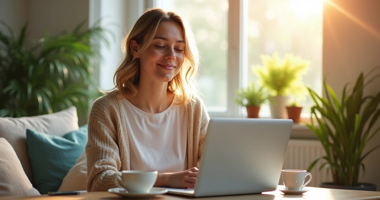 Pessoa interrompendo uso de notebook para descanso emocional 