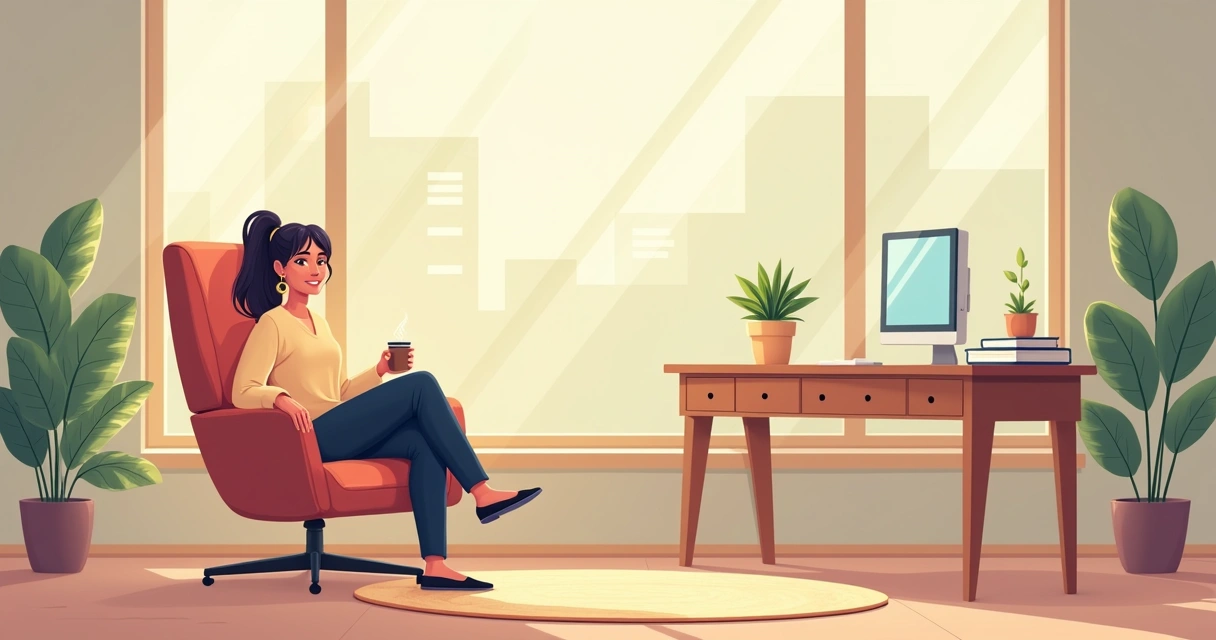 Profissional fazendo pausa com café em ambiente de trabalho 