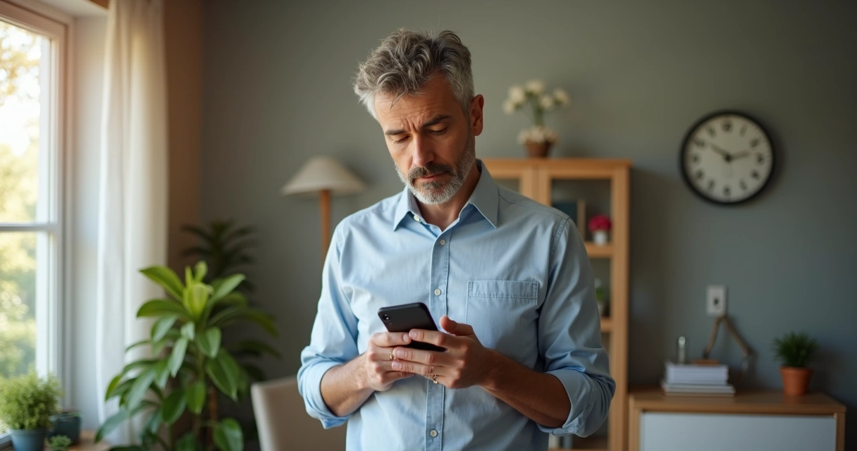 Person pausing before making a decision in an everyday setting 