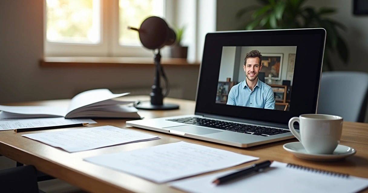 Mesa com anotações para entrevista em tecnologia 