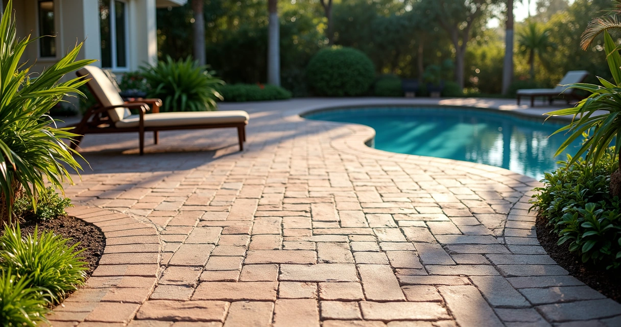 Properly filled paver joints in Florida, with visible sand and no weed growth