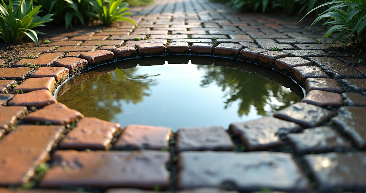 Standing water on paver patio after rain 