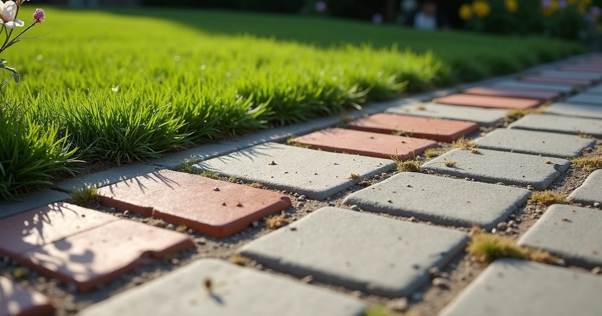 Sunken pavers near driveway causing tripping risks, Central Florida