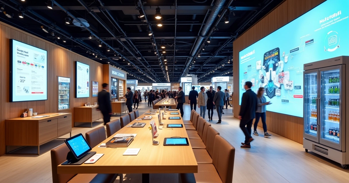 Pavilhão de tecnologia na feira NRA Show com restaurante digital interativo 