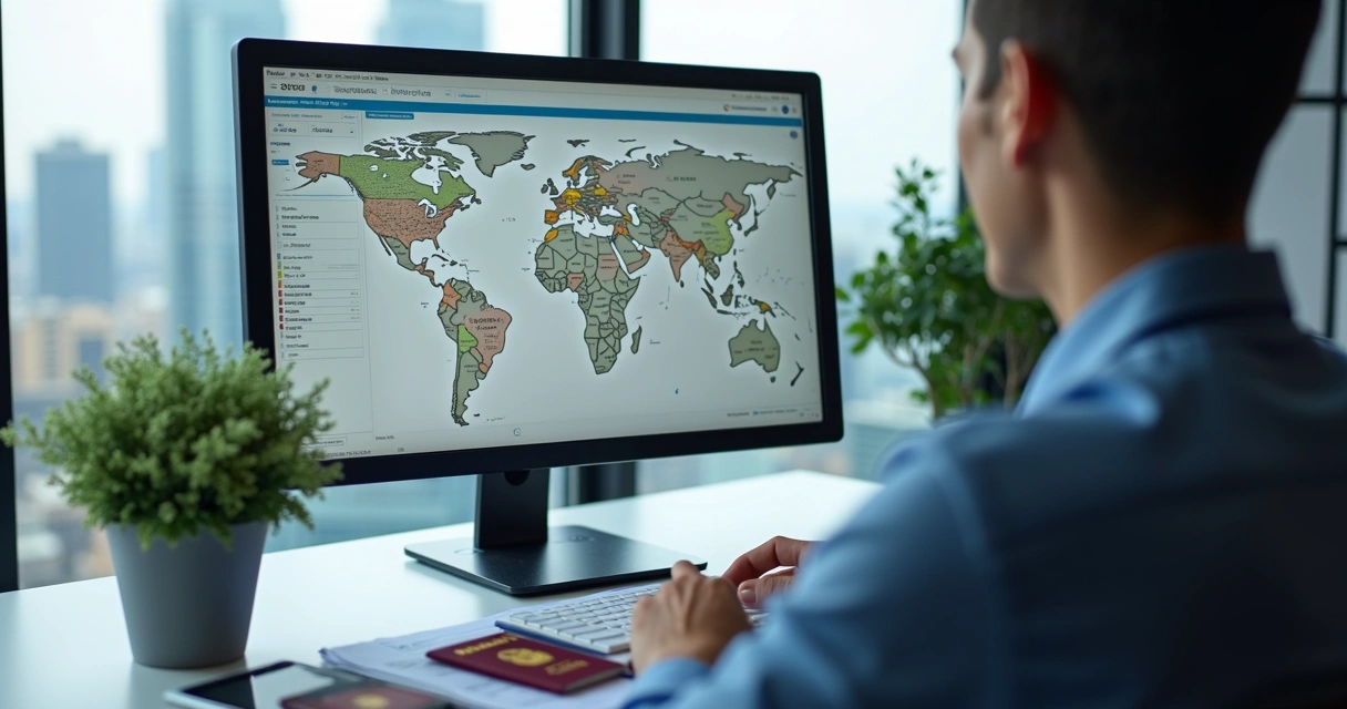 Payroll specialist processing documents for international tech staff in Saudi Arabia 