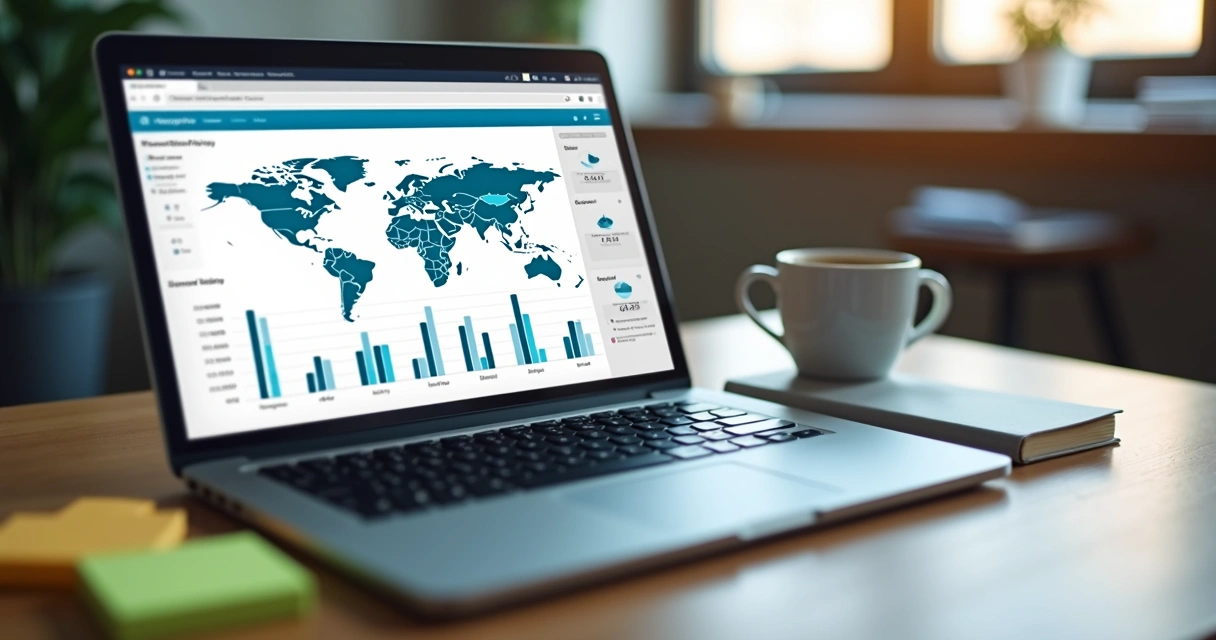 Payroll data dashboard on laptop screen 
