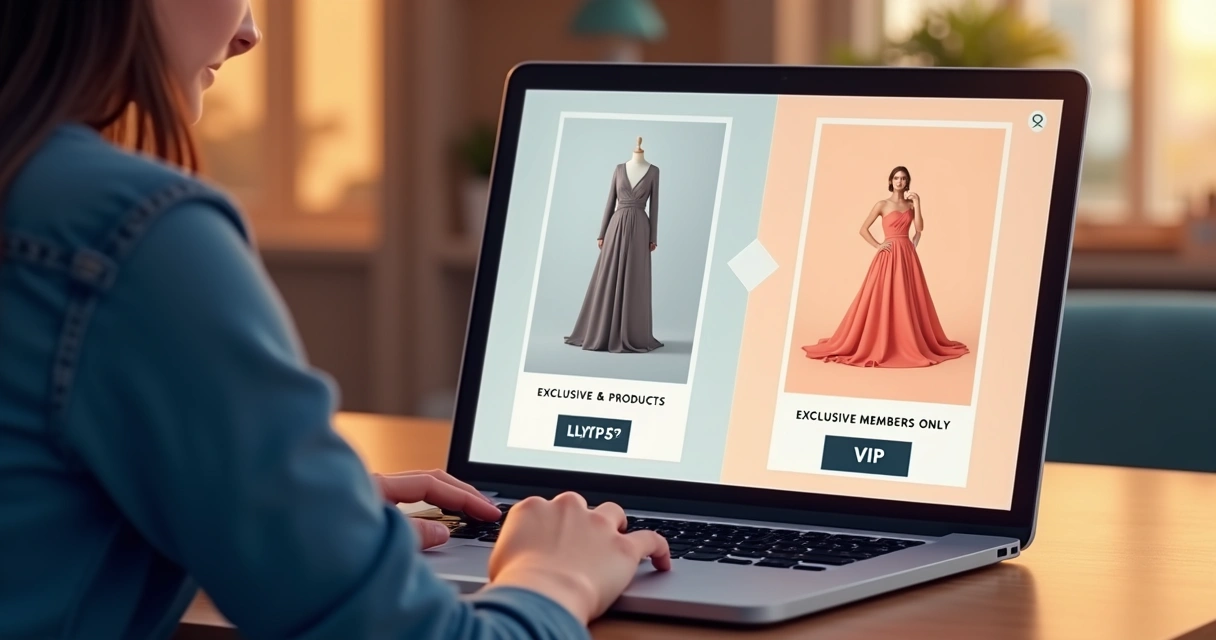 Cliente utilizando loja virtual com acesso parcial e destaque para opção de acesso exclusivo