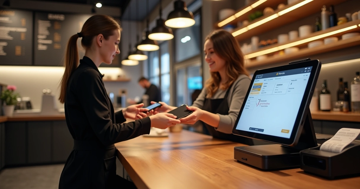 PDV moderno em restaurante com pagamento digital