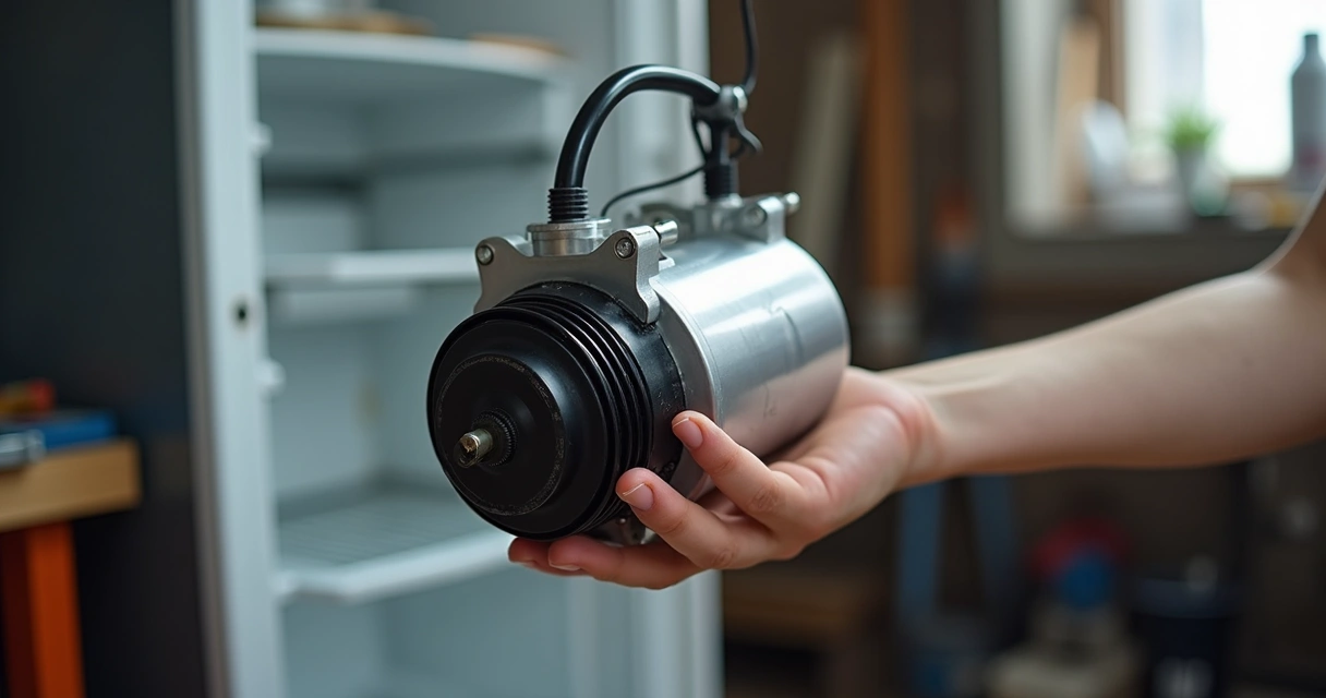 Mão segurando peça importada para geladeira 