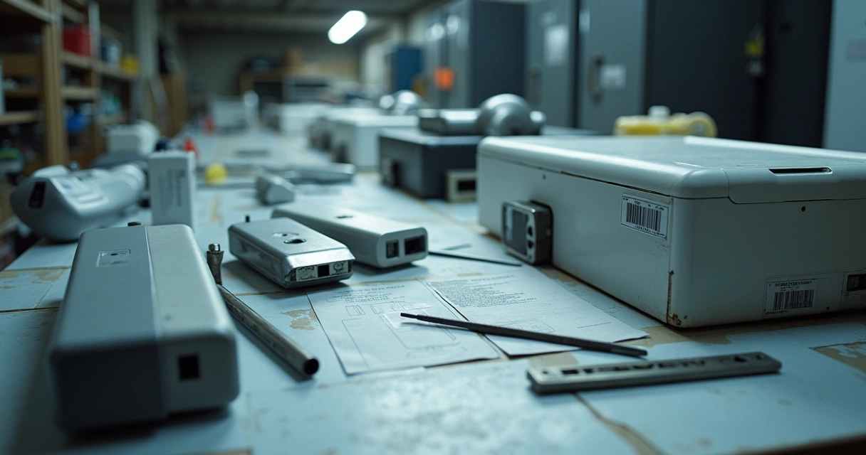 Peças originais de geladeira organizadas em bancada de assistência técnica 