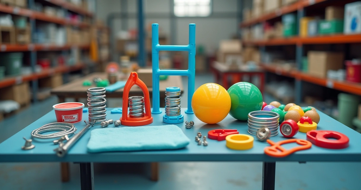 Peças de reposição para brinquedos infantis organizadas