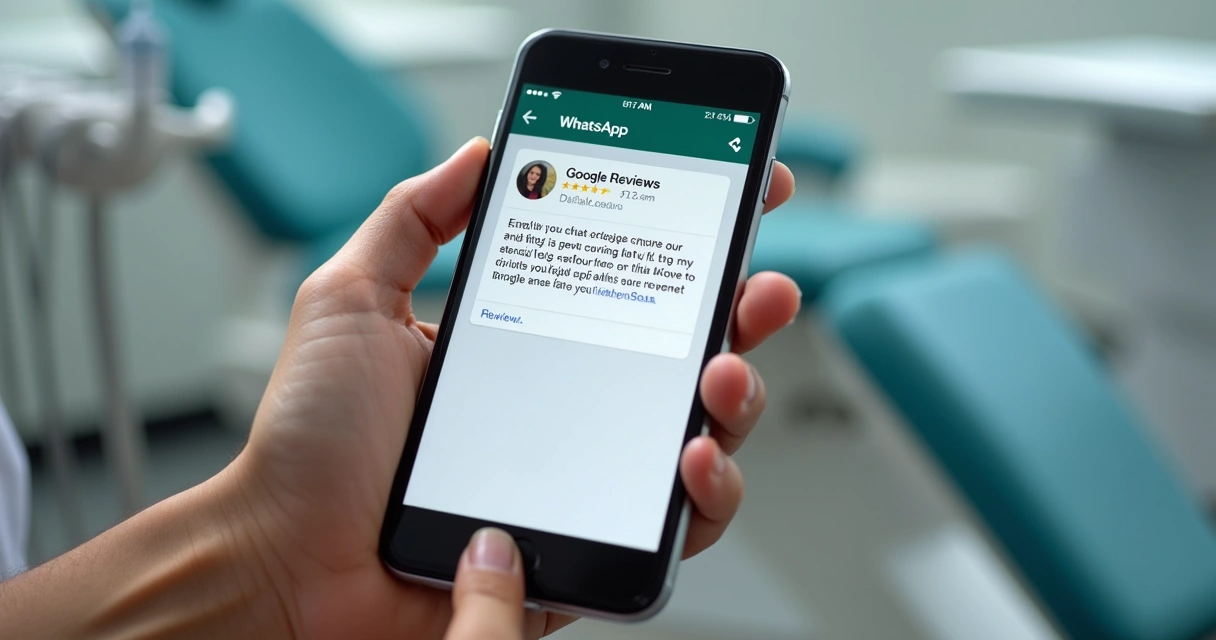 Mensagem automática pedindo avaliação Google após consulta odontológica