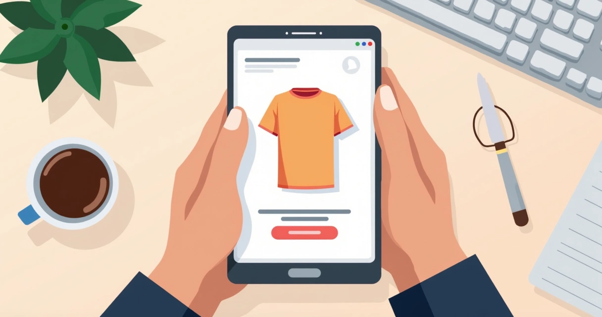 Pessoa segurando celular e escolhendo modelo de camiseta personalizada na tela 