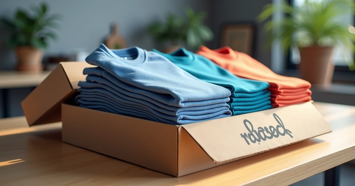 Pedido de camisetas estampadas embaladas para entrega 