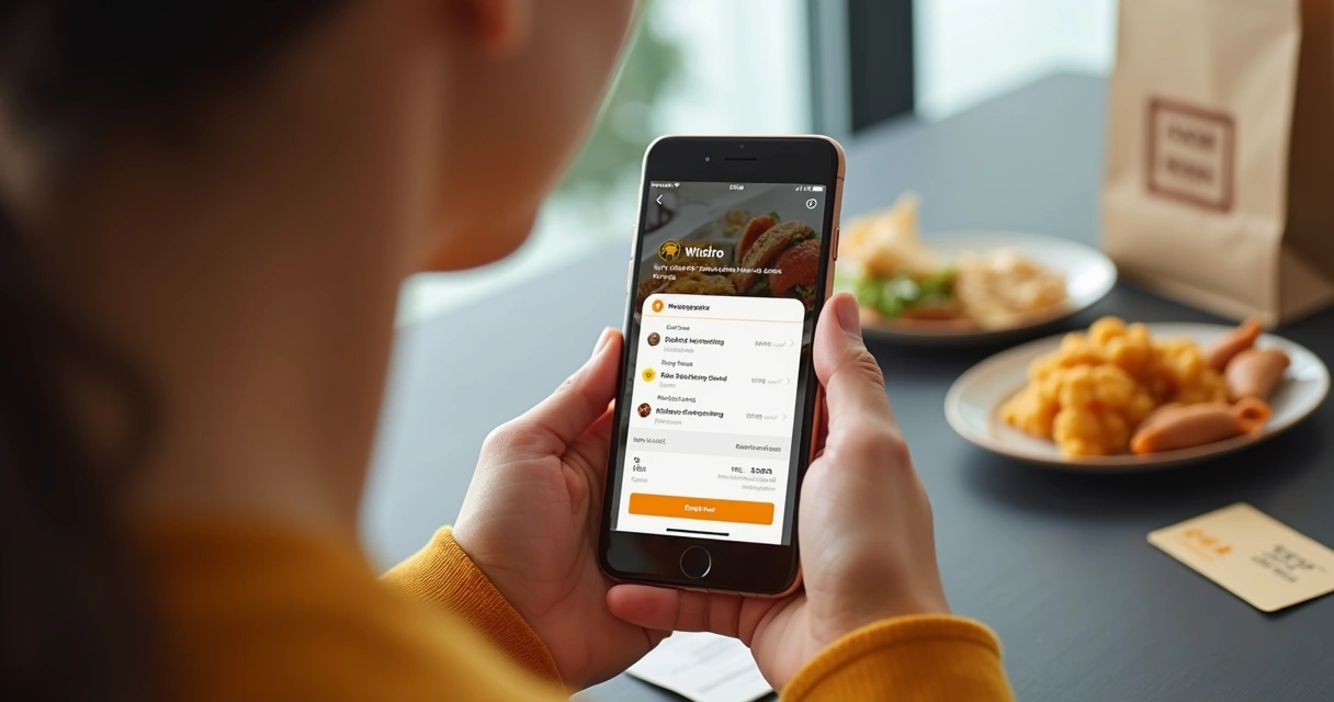 Cliente fazendo pedido de delivery pelo celular em casa