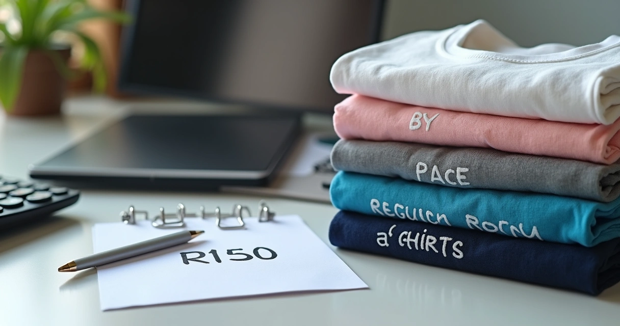 Encomenda de poucas camisetas personalizadas em pilha 