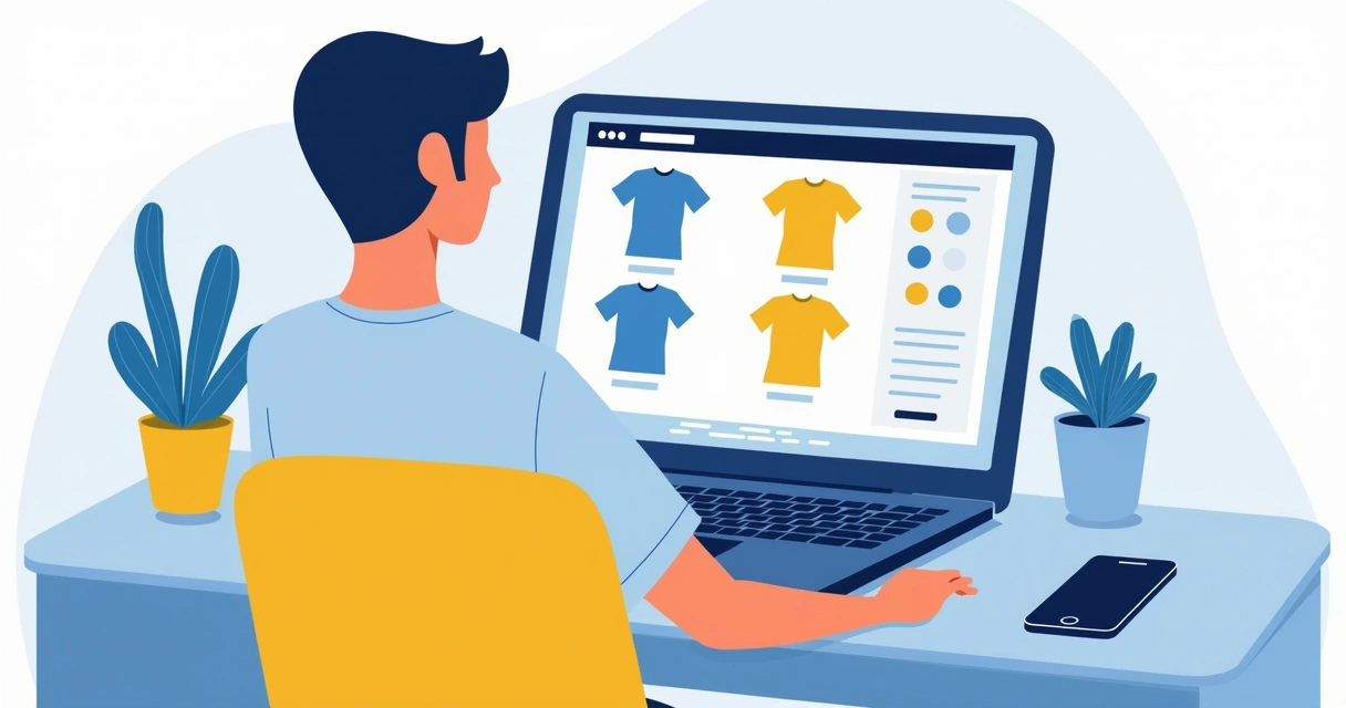 Processo de pedido online de camiseta personalizada 