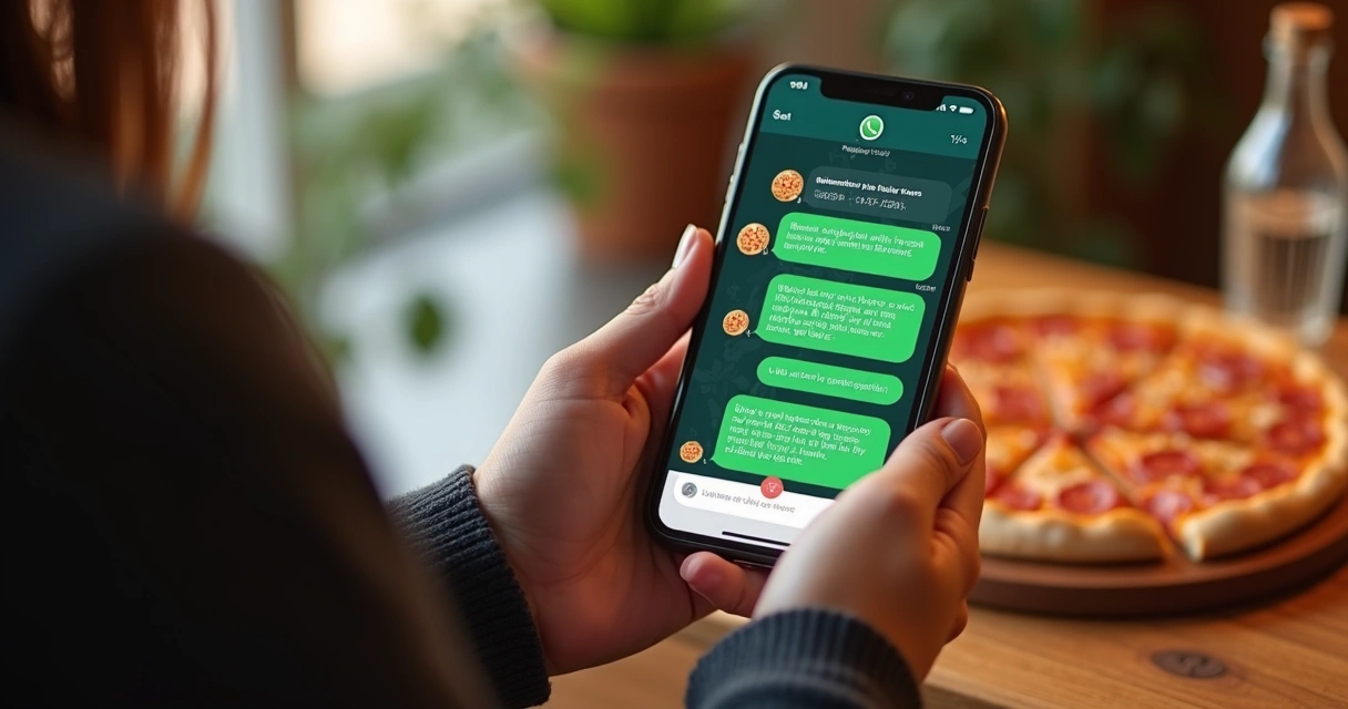 Conversa de pedido de pizza por WhatsApp automatizado por IA 