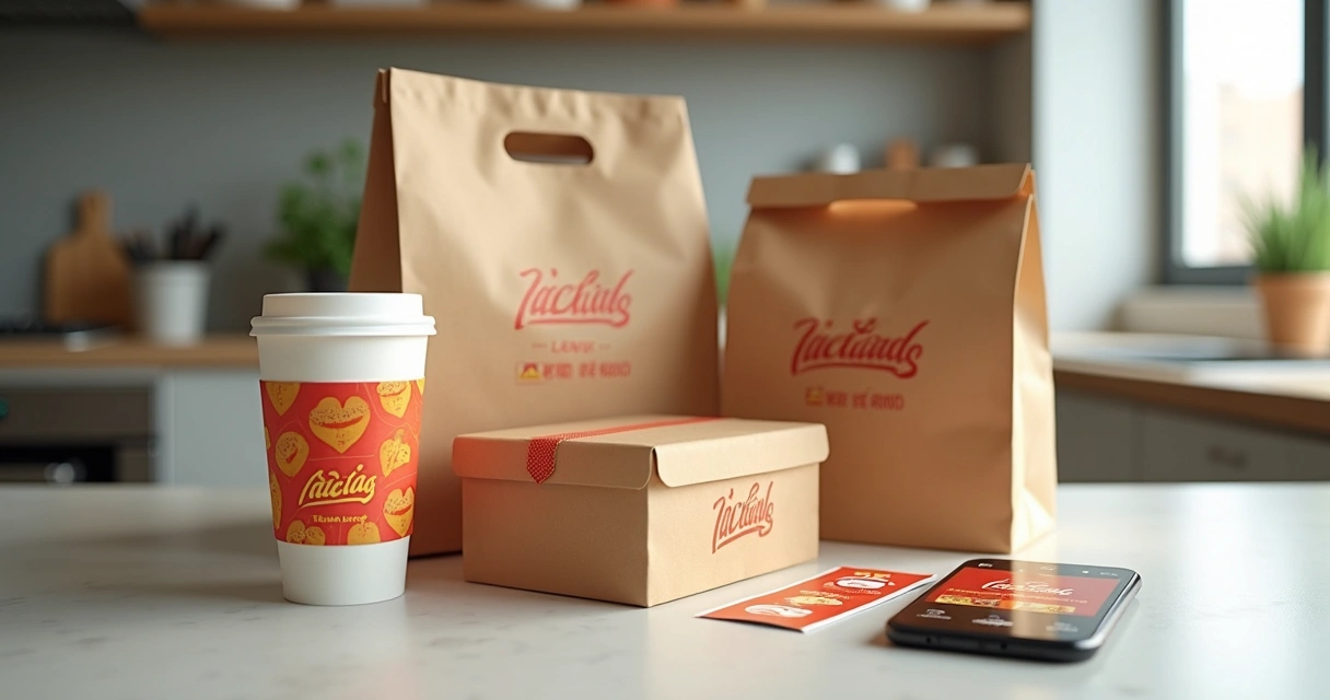 Combo promocional de delivery embalado para envio