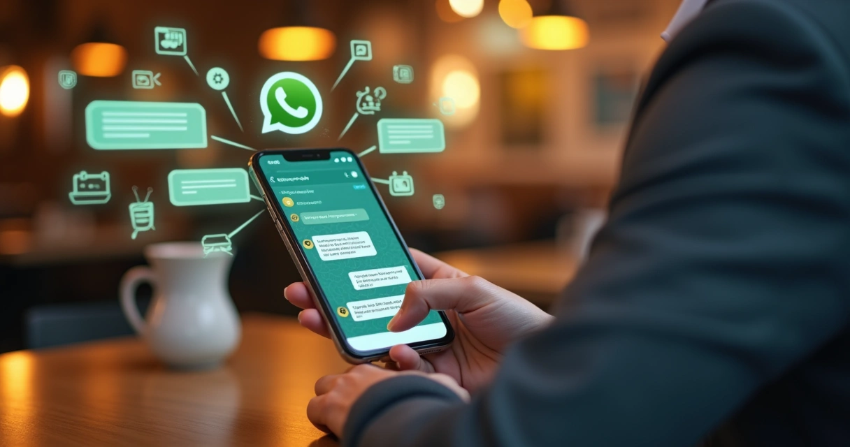 Pessoa usando o celular para automatizar pedidos no WhatsApp