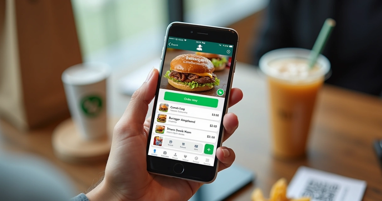 Cliente fazendo pedido por WhatsApp com cardápio online 