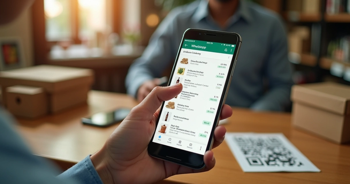 Cliente fazendo pedido pelo WhatsApp após ver catálogo digital 