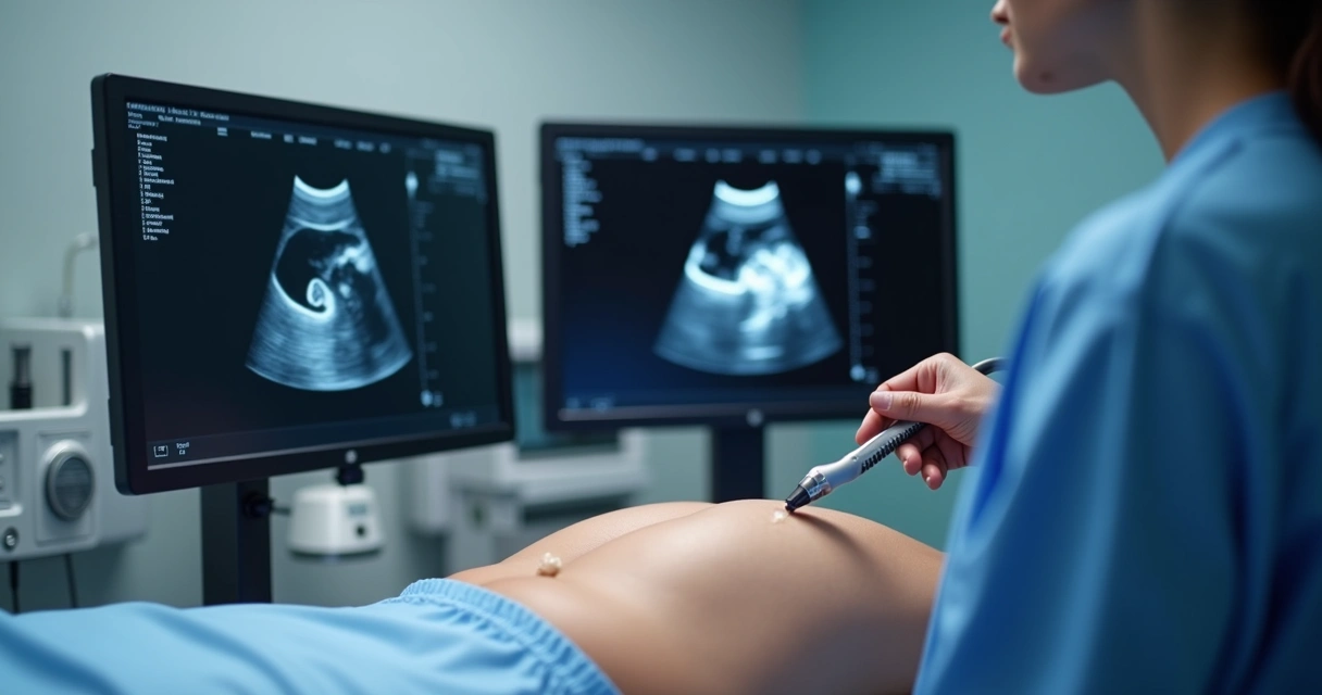 Ultrassonografia mostrando vesícula biliar com pedras 