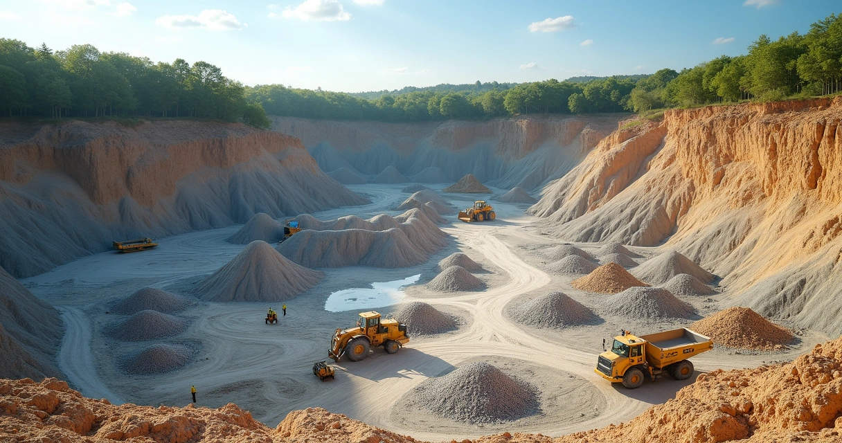 Processo sustentável de extração de pedra natural em pedreira 