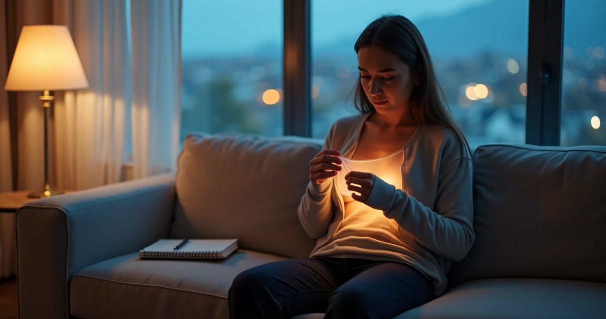 Person peeling a translucent layer from their chest revealing deeper emotional colors behind 