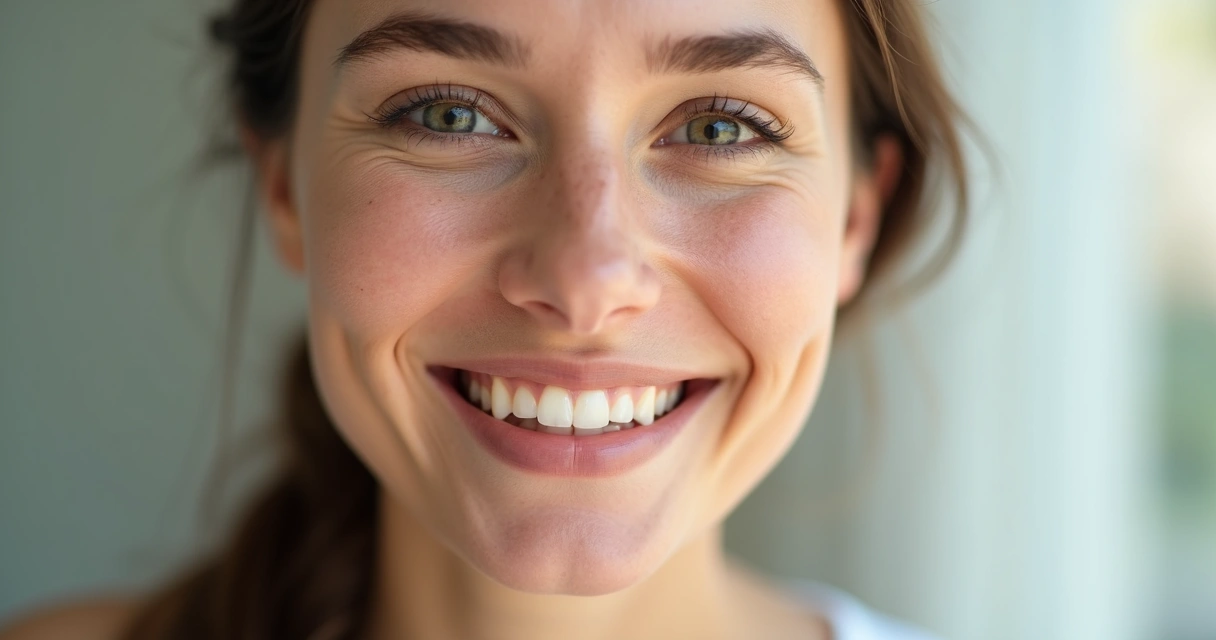 Rosto de mulher sorrindo com pele visivelmente macia após tratamento 
